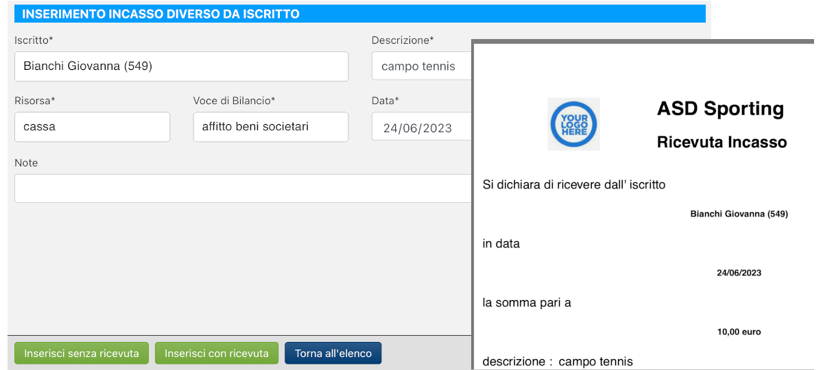 Rimborsi e incassi da iscritti
