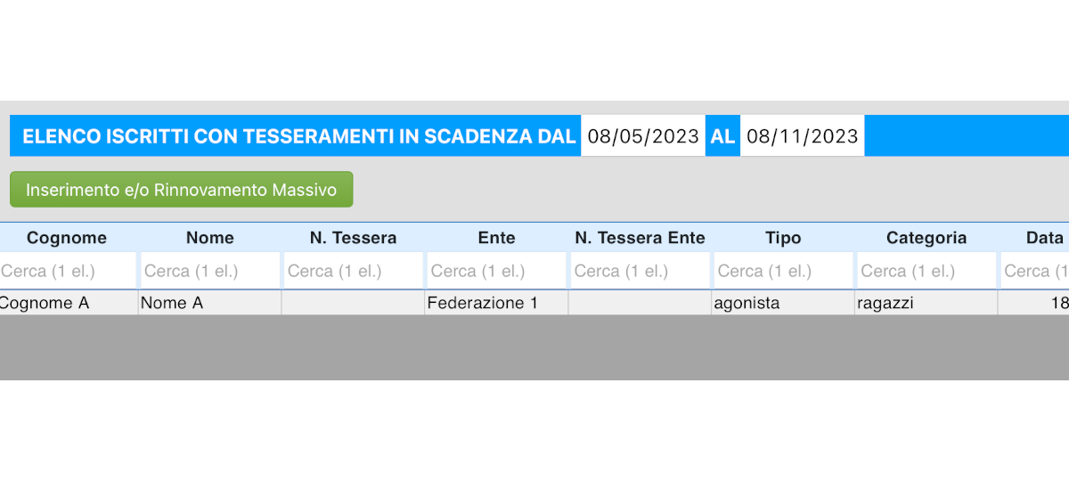 Scadenze tesseramenti