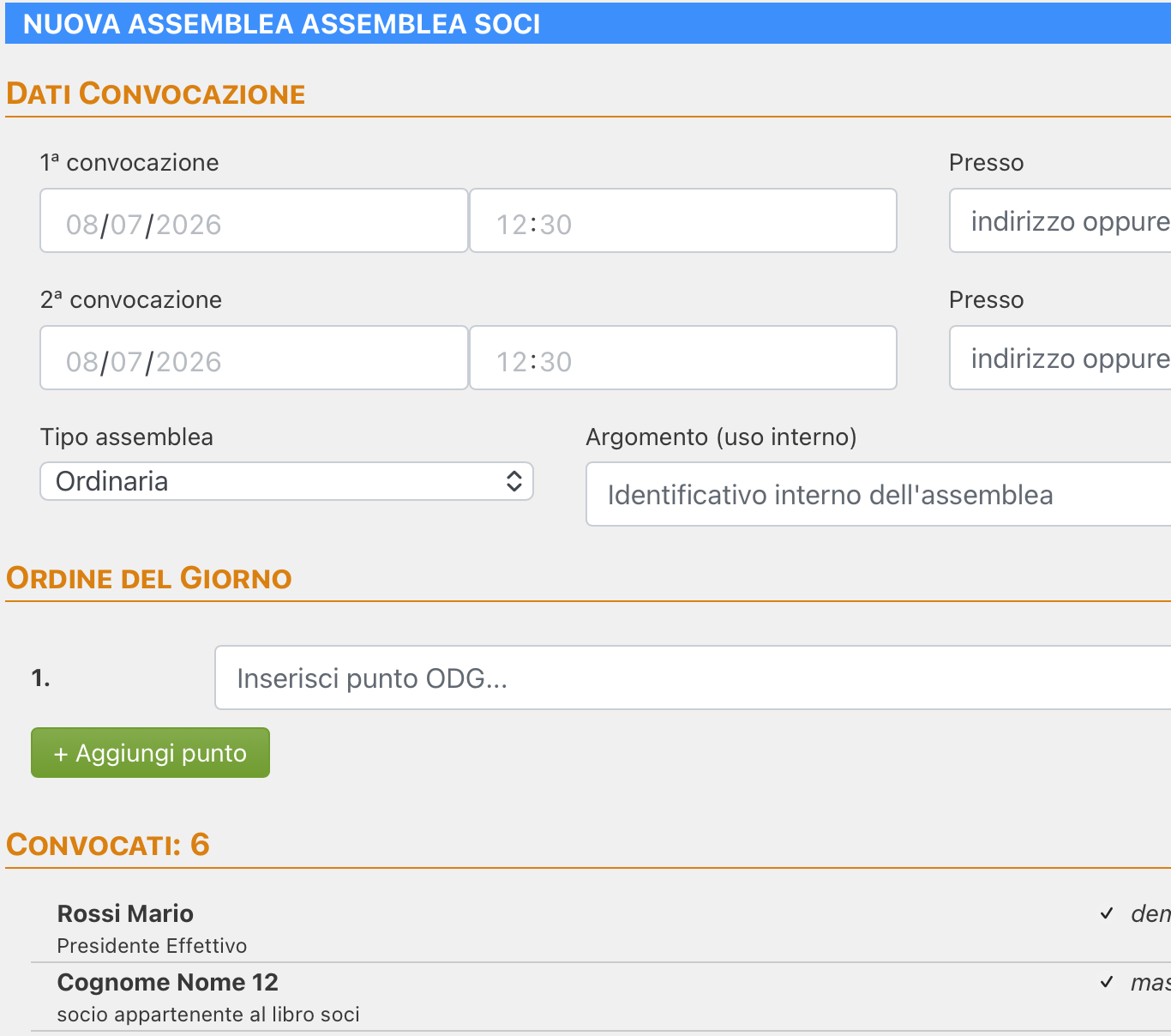Assemblee soci e direttivo